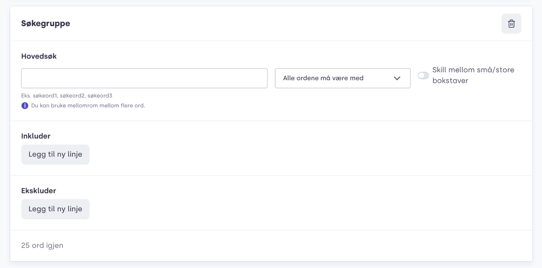 Media Monitoring tool – Search terms and keywords, Norweigan