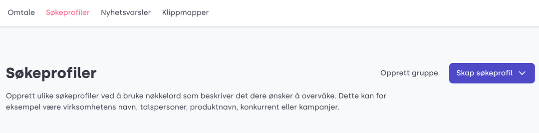 Media Monitoring tool – Search Profile Norweigan