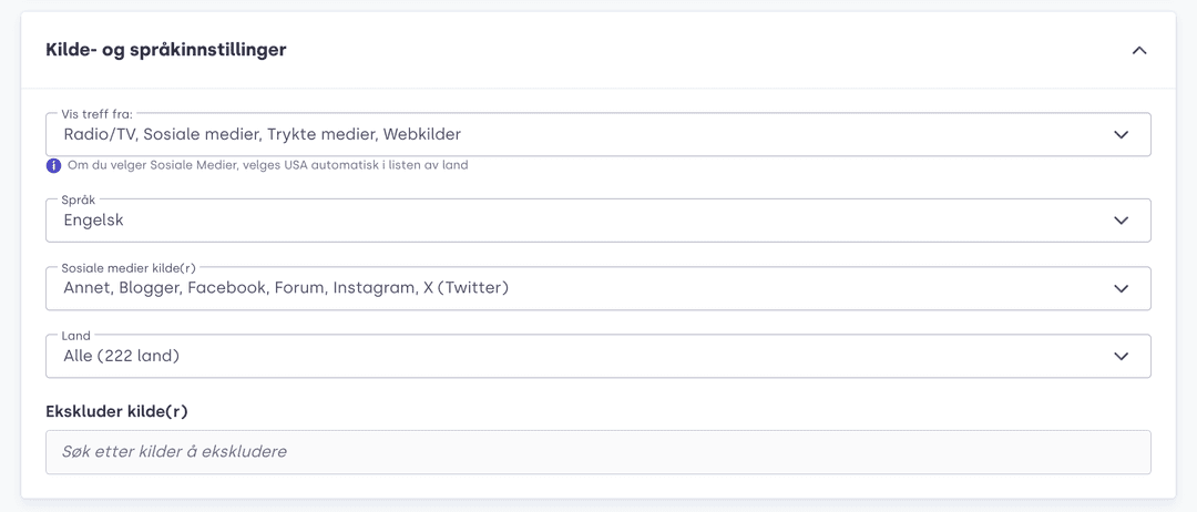 Media Monitoring tool – Sources, Norweigan
