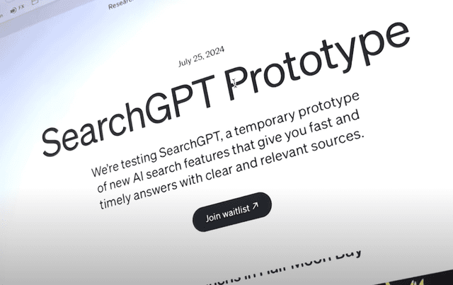 Screenshot from youtube video about SearchGPT.