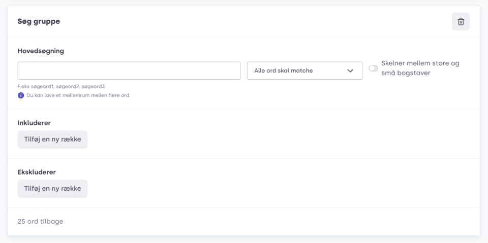 Screenshot of inside Mynewsdesks digital Ai-powered tool for media monitoring: Keywords and phrases.