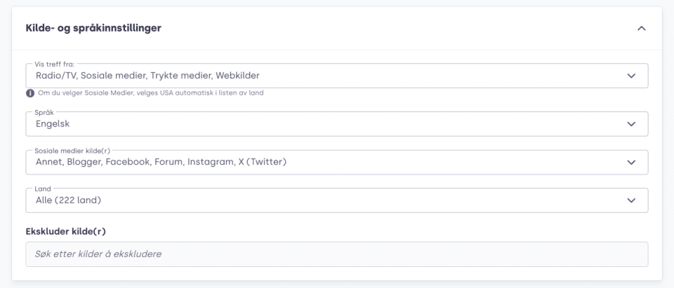 Media Monitoring tool – Sources, Norweigan